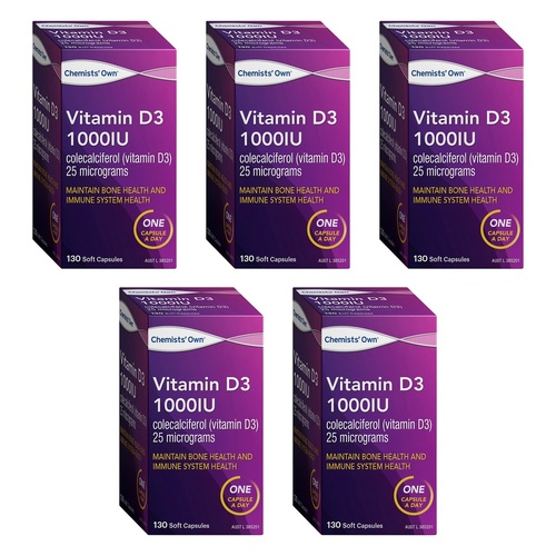 Chemists' Own Vitamin D3 1000IU 130 Capsules Pack of 5