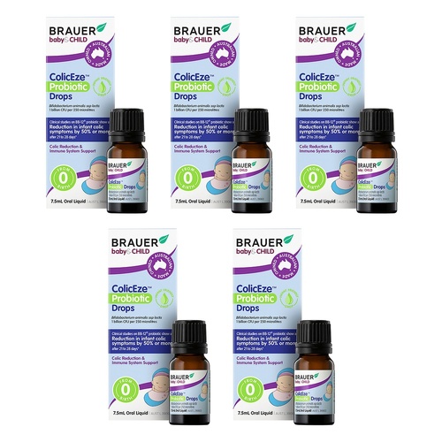 Brauer Baby & Child ColicEze Probiotic Drops 7.5mL Pack of 5
