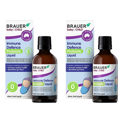 Brauer Baby & Child Immune Defence Probiotic Liquid 45mL Pack of 2