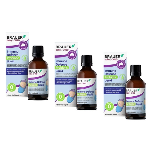 Brauer Baby & Child Immune Defence Probiotic Liquid 45mL Pack of 3