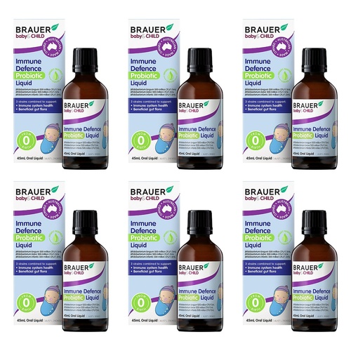 Brauer Baby & Child Immune Defence Probiotic Liquid 45mL Pack of 6
