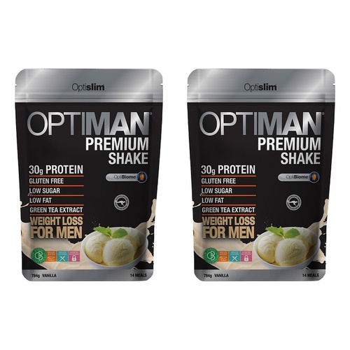 Optislim VLCD OptiMan Premium Shake Vanilla 784g Pack of 2