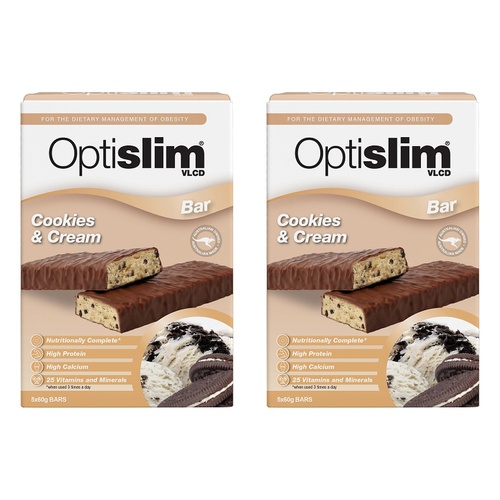 Optislim VLCD Cookies & Cream Bar 5 x 60g Pack of 2