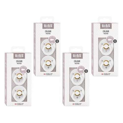 Bibs Colour Pacifier White Size 1 2 Pack Bundle of 4