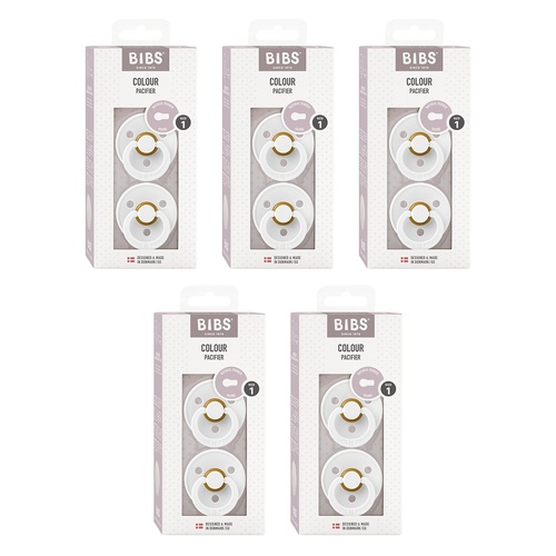 Bibs Colour Pacifier White Size 1 2 Pack Bundle of 5