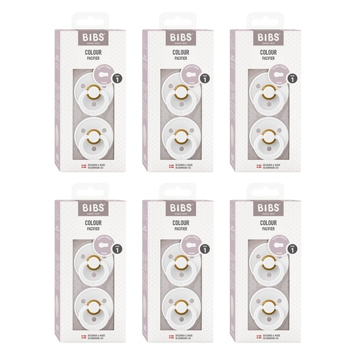 Bibs Colour Pacifier White Size 1 2 Pack Bundle of 6