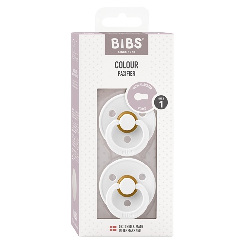 Bibs Colour Pacifier White Size 1 2 Pack