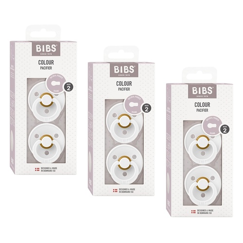 Bibs Colour Pacifier White Size 2 2 Pack Bundle of 3