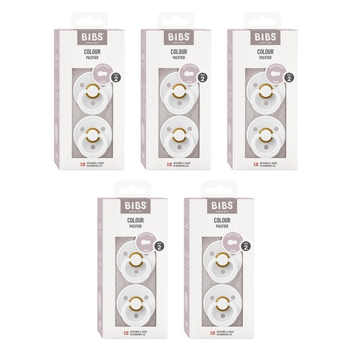 Bibs Colour Pacifier White Size 2 2 Pack Bundle of 5