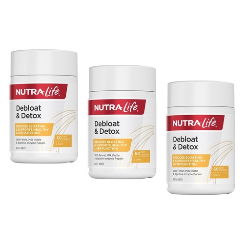 Nutra-Life Debloat & Detox 60 Capsules Pack of 3