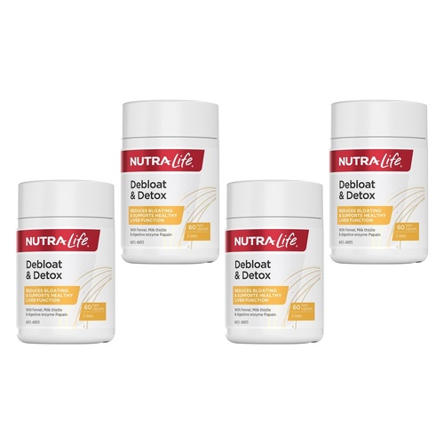Nutra-Life Debloat & Detox 60 Capsules Pack of 4