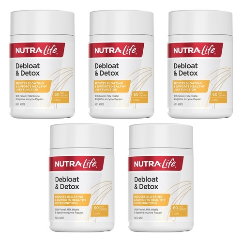Nutra-Life Debloat & Detox 60 Capsules Pack of 5