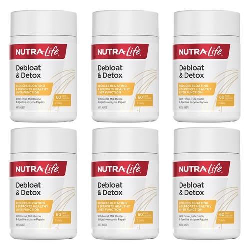Nutra-Life Debloat & Detox 60 Capsules Pack of 6