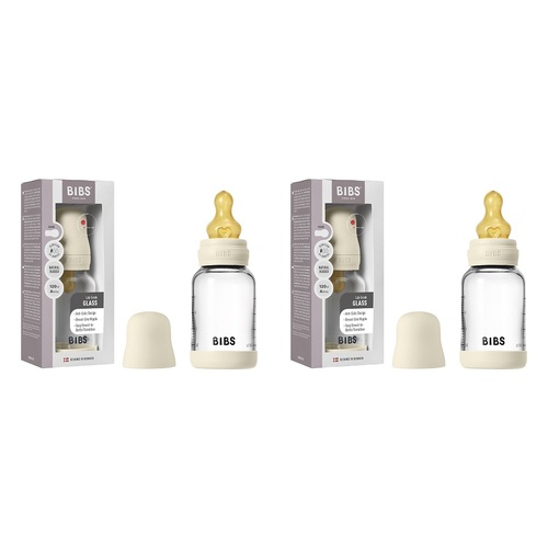 Bibs Baby Glass Bottle Complete Set Ivory Pack of 2