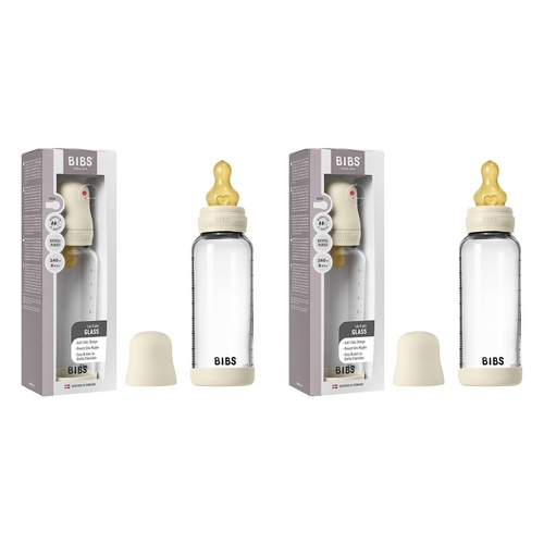 Bibs Baby Glass Bottle Complete Set Ivory Pack of 2