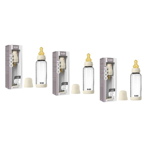 Bibs Baby Glass Bottle Complete Set Ivory Pack of 3