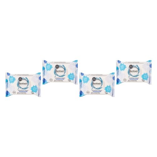 Femfresh Sensitive Intimate Wipes 20 Pack Bundle of 4