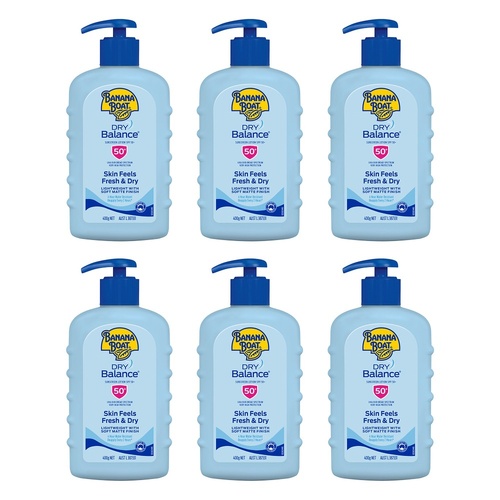 Banana Boat Dry Balance Sunscreen Lotion SPF 50+ 400g Pack of 6