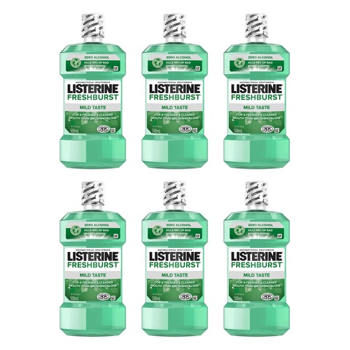 Listerine Freshburst Zero Mouthwash 500mL Pack of 6