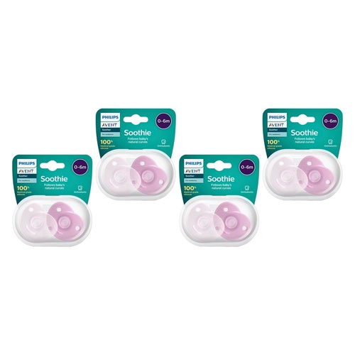 Philips Avent Soothie 0-6 Months Pink 2 Pack Bundle of 4