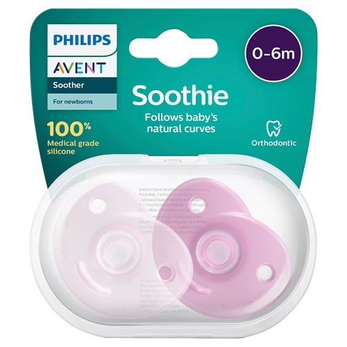 Philips Avent Soothie 0-6 Months Pink 2 Pack
