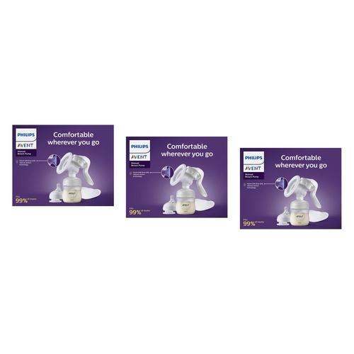 Philips Avent Manual Breast Pump with Bottle Pack of 3