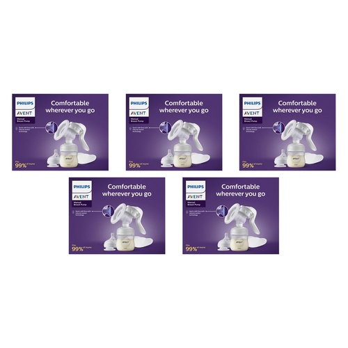 Philips Avent Manual Breast Pump with Bottle Pack of 5
