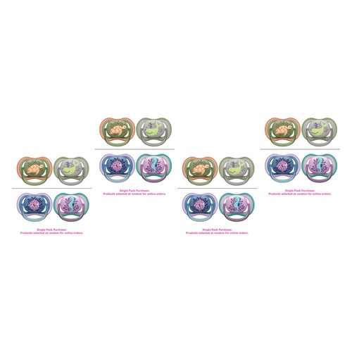 Philips Avent Ultra Air Soother Deco Mixed 6-18 Months 2 Pack Bundle of 4
