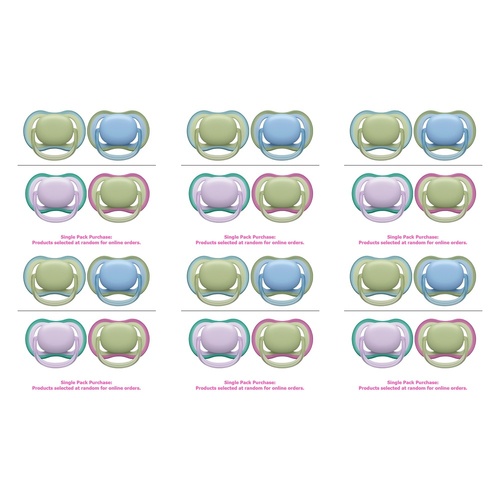 Philips Avent Ultra Air Soother Plain Mixed 0-6 Months 2 Pack Bundle of 6