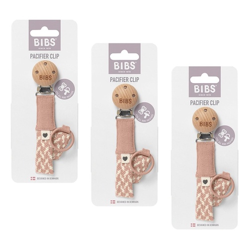Bibs Paci Braid Blush Pack of 3