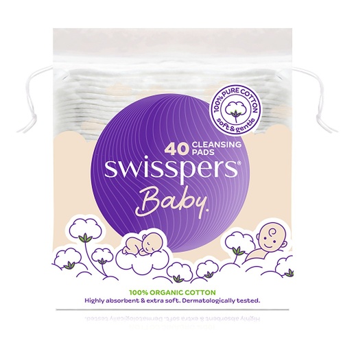 Swisspers Baby Organic Cotton Cleansing Pads 40 Pack x 4