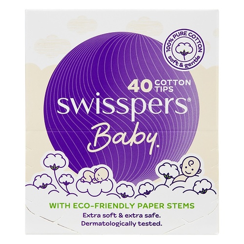 Swisspers Baby Cotton Tips Paper Stems 40 Pack x 12