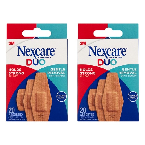 Nexcare Duo Assorted Fabric Bandages 20 Pack Bundle of 2