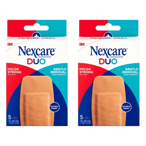 Nexcare Duo Bandages 51mm x 102mm 5 Pack Bundle of 2