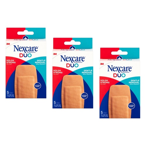 Nexcare Duo Bandages 51mm x 102mm 5 Pack Bundle of 3