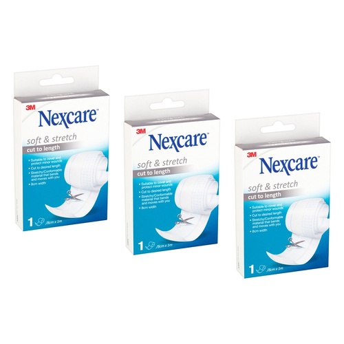 Nexcare Soft & Stretch Plaster 8cm x 1m Pack of 3