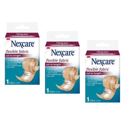 Nexcare Flexible Fabric Cut to Length Dressing 6cm x 1m Pack of 3