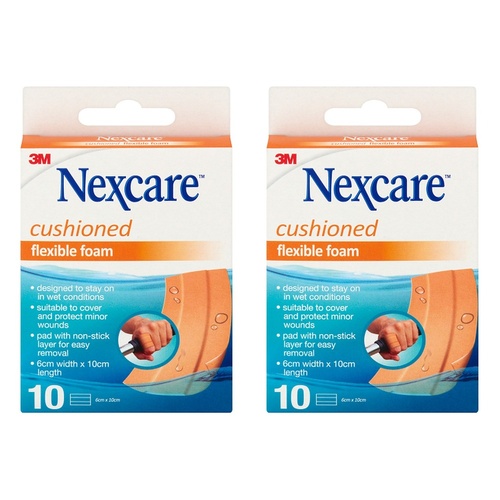 Nexcare Flexible Foam Dressing 6cm x 10cm 10 Pack Bundle of 2