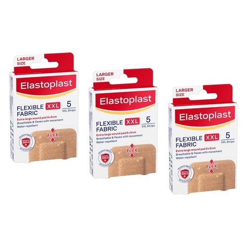 Elastoplast Flexible Fabric XXL Dressing 5 Pack Bundle of 3