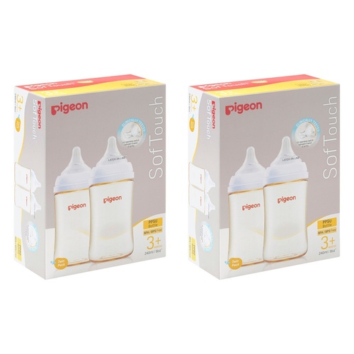 Pigeon SofTouch BPP Nursing Bottle PPSU Twin Pack 240mL Bundle of 2