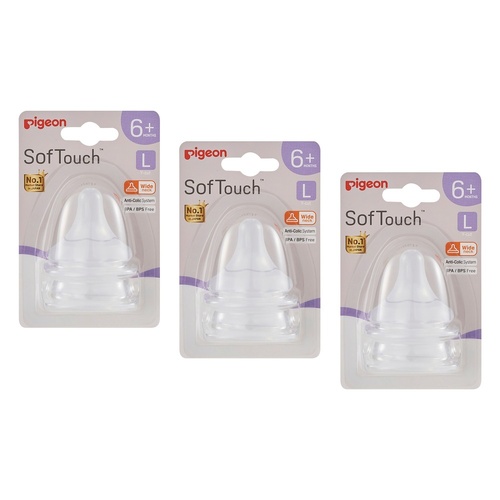 Pigeon SofTouch BPP Nipple L 2 Piece Pack of 3