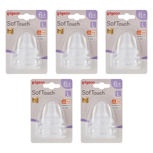 Pigeon SofTouch BPP Nipple L 2 Piece Pack of 5