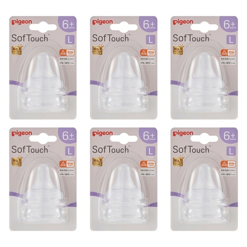 Pigeon SofTouch BPP Nipple L 2 Piece Pack of 6