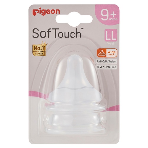 Pigeon SofTouch Baby Bottle Teat LL Twin Pack