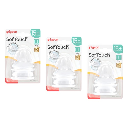 Pigeon SofTouch Nipple LLL 15+ Months 2 Pieces Pack of 3