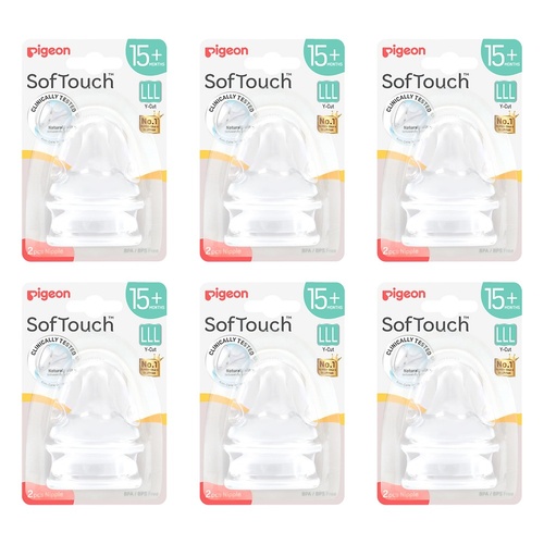 Pigeon SofTouch Nipple LLL 15+ Months 2 Pieces Pack of 6