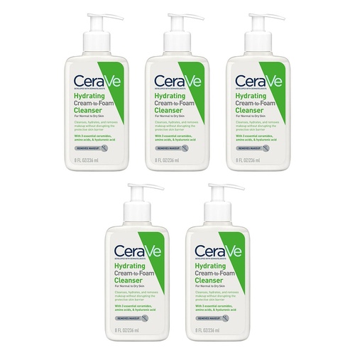 CeraVe Hydrating Cream-to-Foam Cleanser 236mL Pack of 5