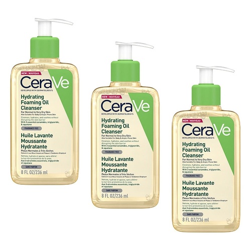 CeraVe Hydrating Foaming Oil Cleanser 236mL Pack of 3