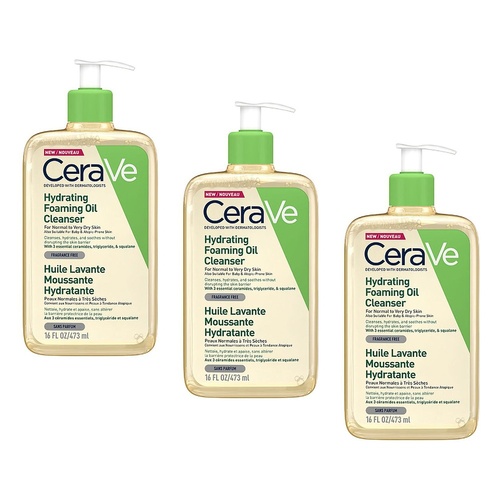 CeraVe Hydrating Foaming Oil Cleanser 473mL Pack of 3