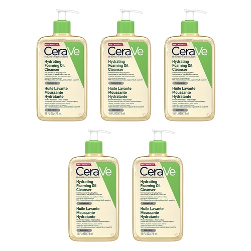 CeraVe Hydrating Foaming Oil Cleanser 473mL Pack of 5
